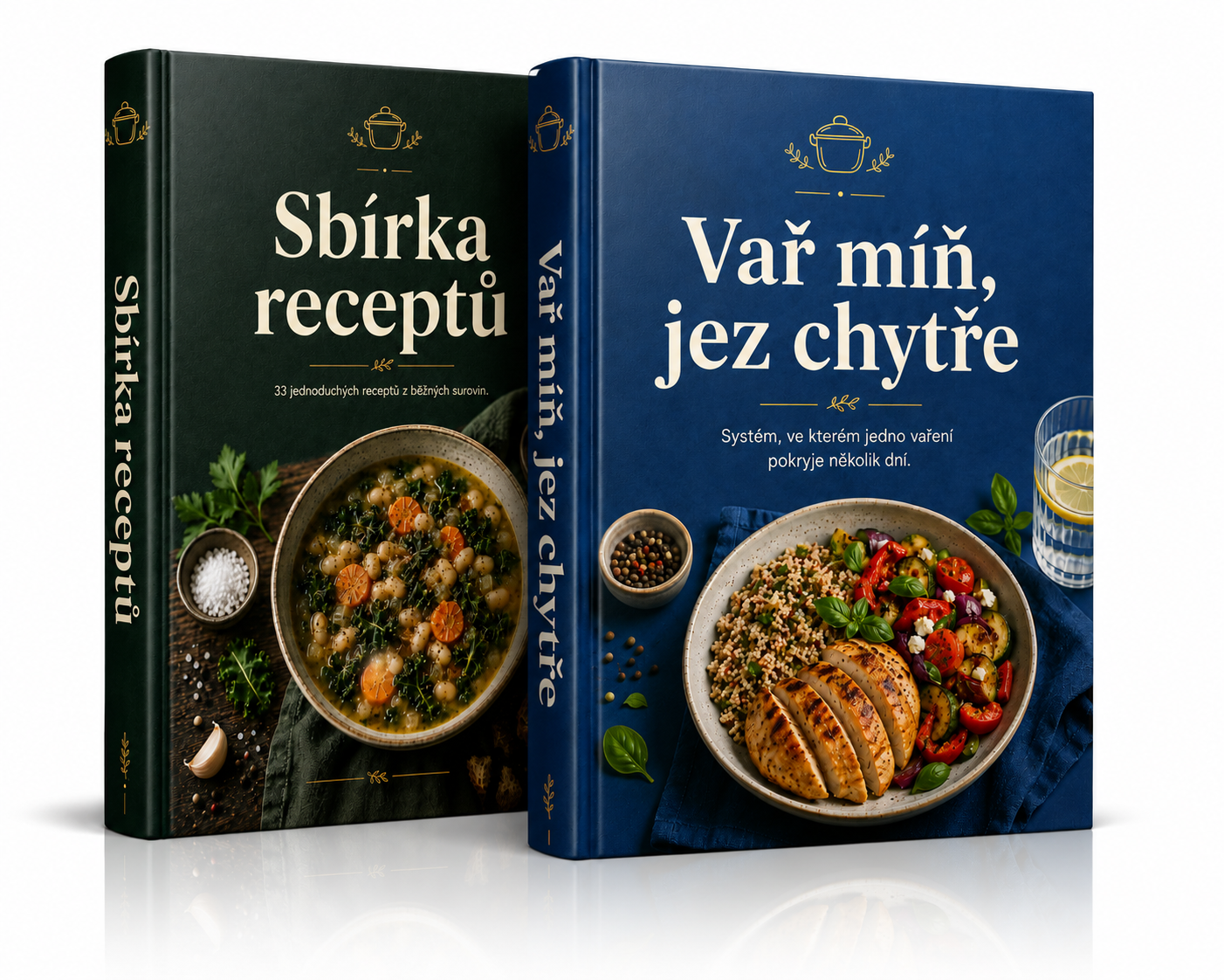Sada 2 knih — Sbírka receptů + Vař míň, jez chytře